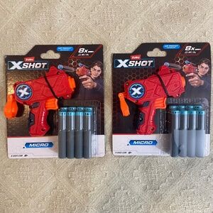 🎄🎁 KIDS XMAS GIFT BUNDLE 🎁🎄NWT Zuru X Shot Micro Foam Red Dart Guns (2)